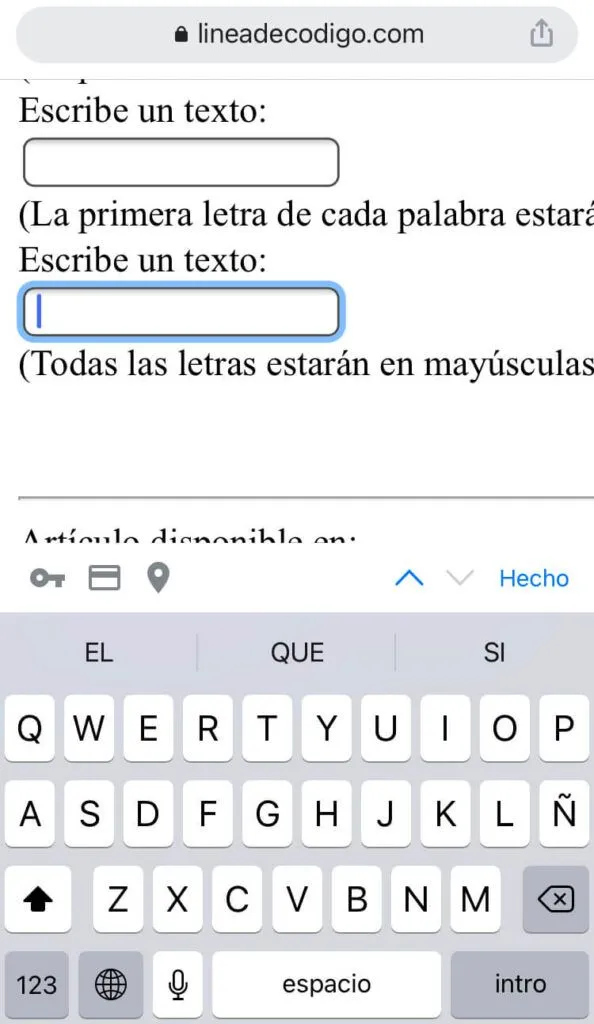 Atributo autocapitalize funcionando en un formulario