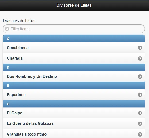 Divisores de Lista en jQuery Mobile