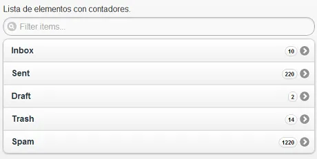 Lista Contador en jQuery Mobile