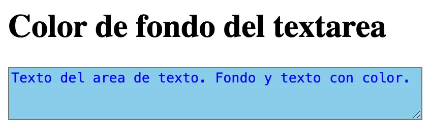 Color del fondo y texto del textarea